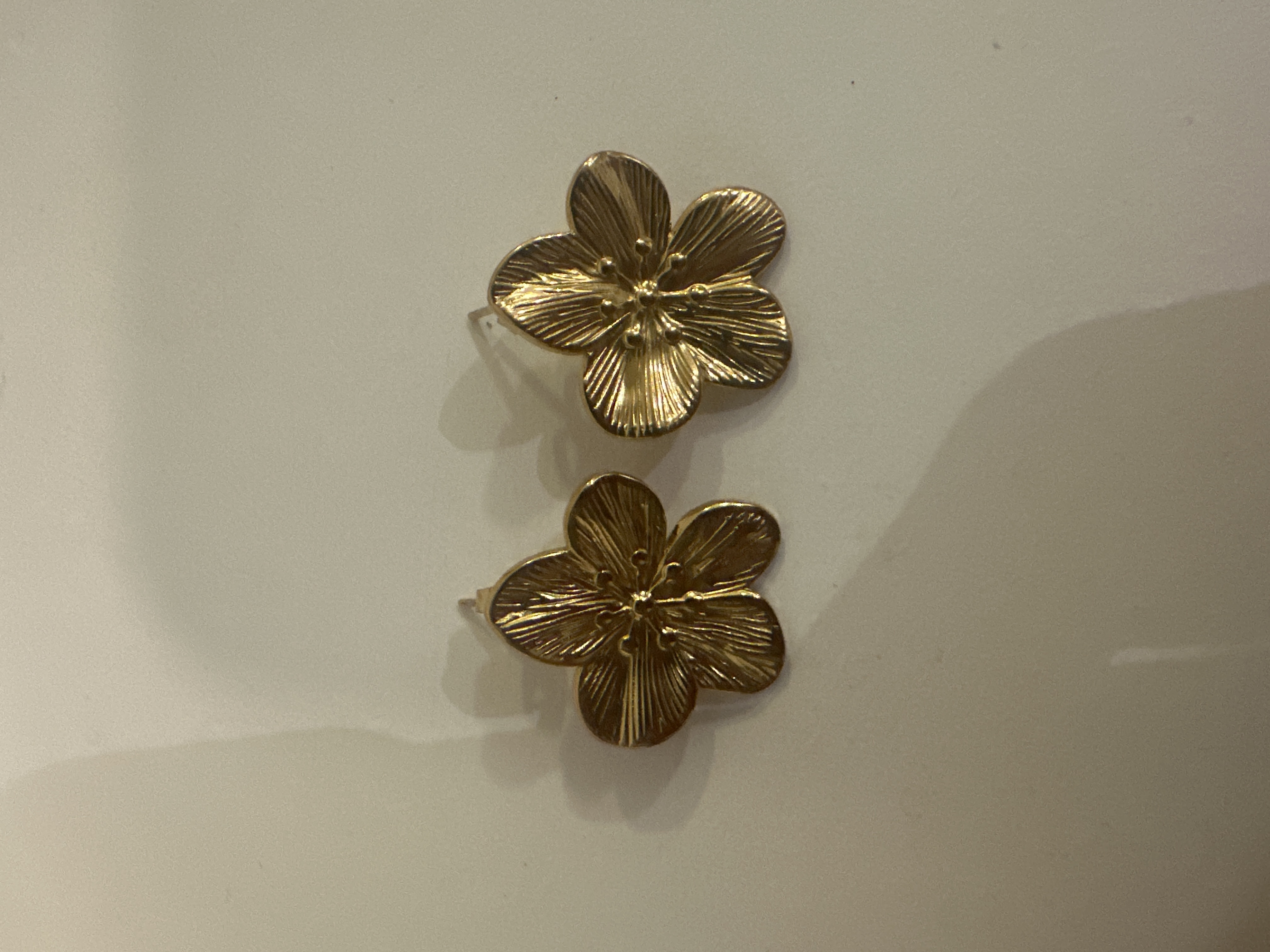 Aretes dorados con hojas doradas